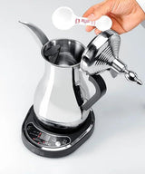 Electric Arabic Coffee Pot Set, 600ml Stainless Steel Coffee & Tea Kettle with Base, 800W Fast Heating, UK Plug by Denx