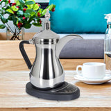 Electric Arabic Coffee Pot Set, 600ml Stainless Steel Coffee & Tea Kettle with Base, 800W Fast Heating, UK Plug by Denx