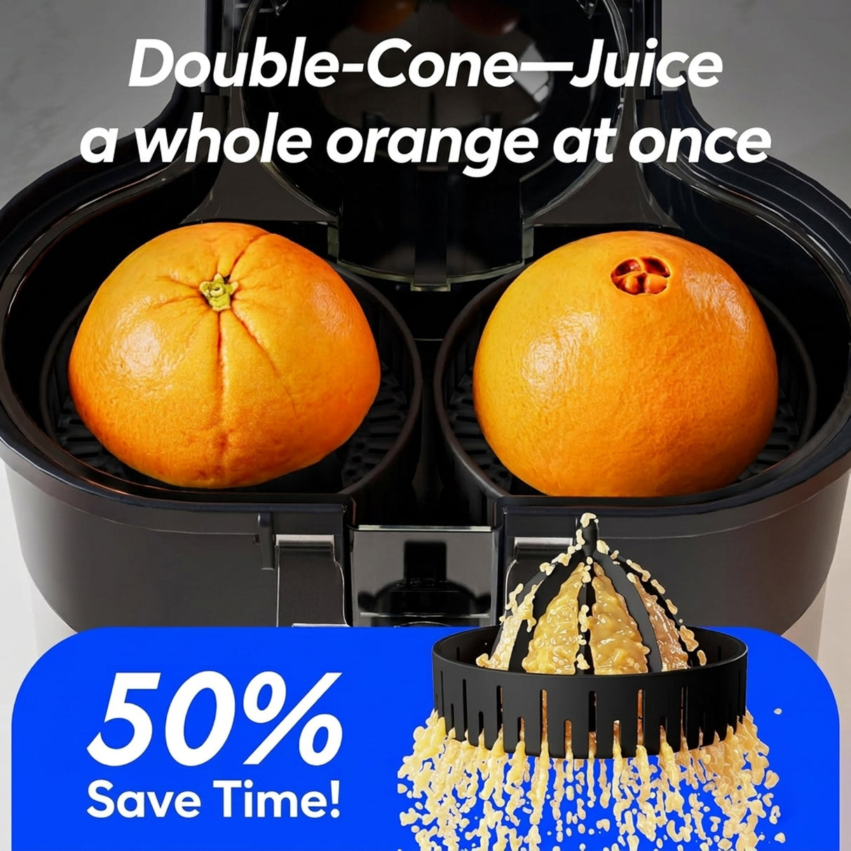 Dual Squeezer Electric Citrus Juicer 380ml with Built in Slicer, 100W Juicer Machine for Oranges, Lemons, Lime by DENX