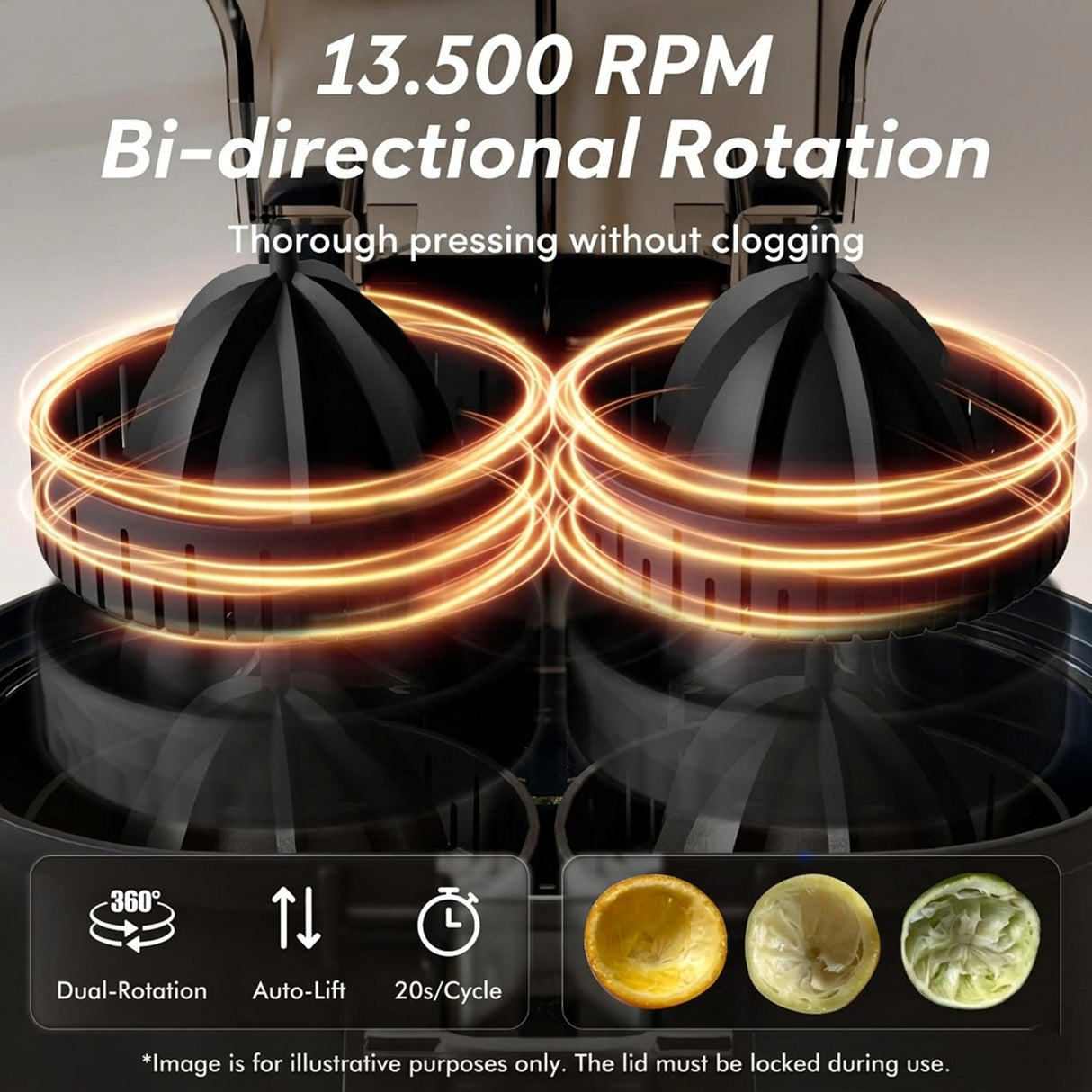 Dual Squeezer Electric Citrus Juicer 380ml with Built in Slicer, 100W Juicer Machine for Oranges, Lemons, Lime by DENX