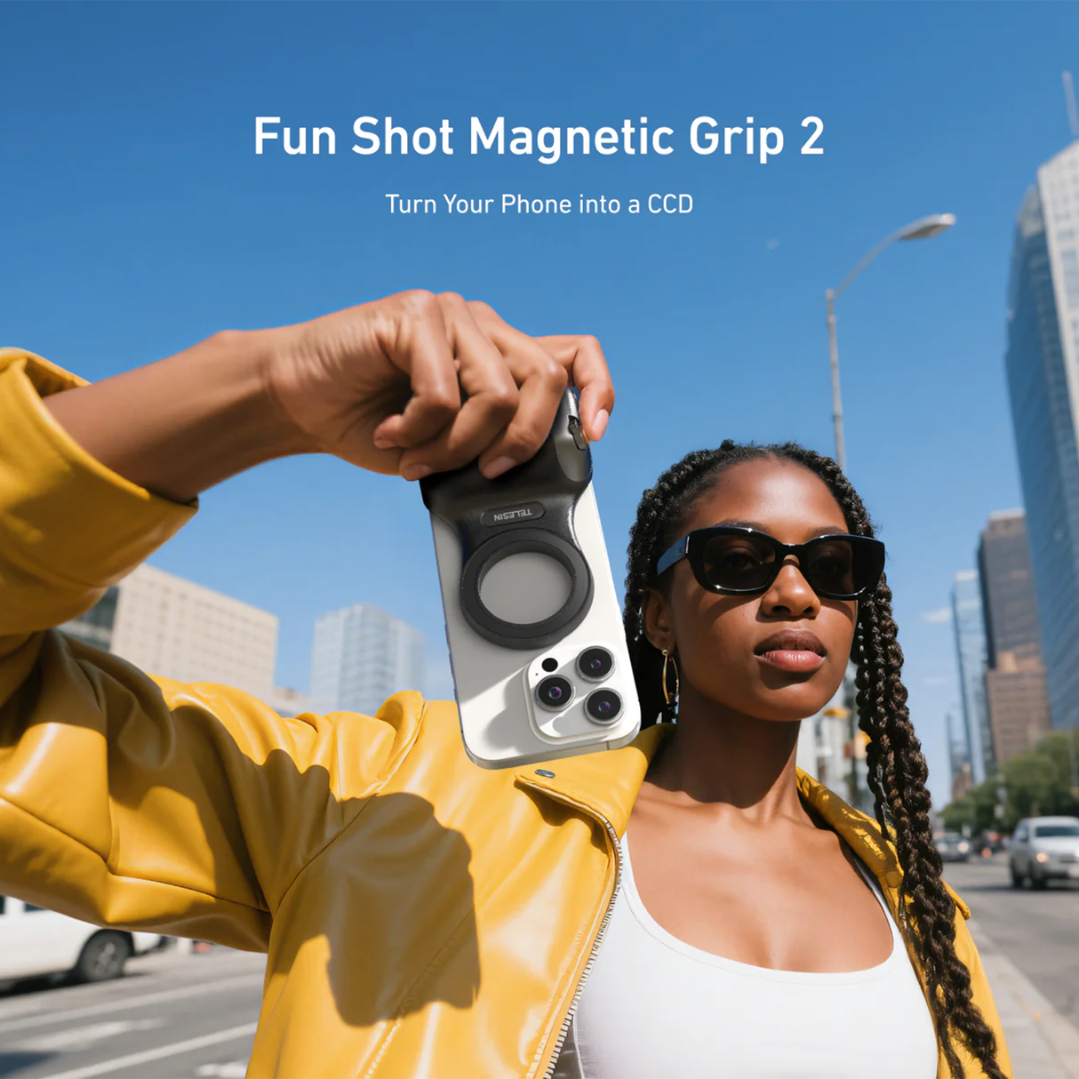 DSLR Style Magnetic Phone Camera Grip with Detachable Wireless Shutter by Telesin