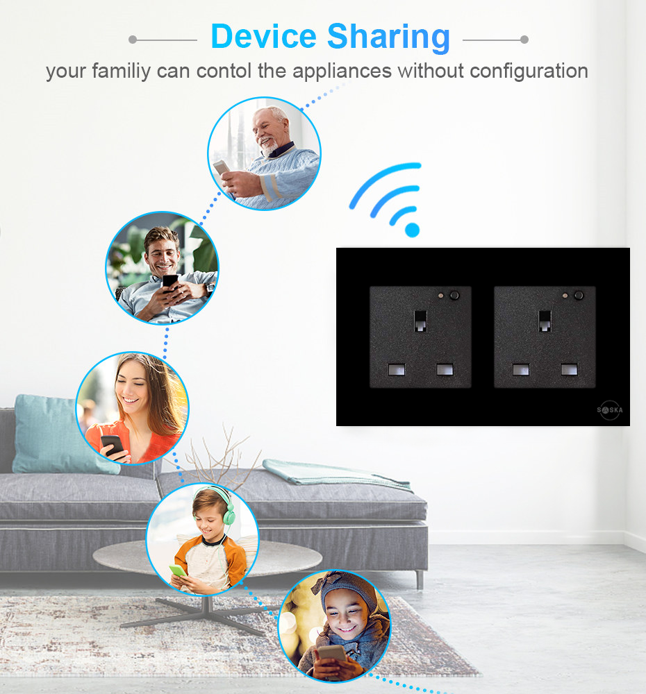 Device Sharing Saska smart wall socket Double wifi