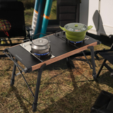 موقد ثنائي الشعلة وطاولة تخييم قابلة للطي، خفيف الوزن، محمول، للطهي في الهواء الطلق من Porodo