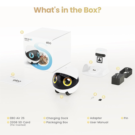 EBO Air 2S FamilyBot – Smart AI Home Companion Robot with Auto Tracking & Interactive Camera by Enabot | AI Robot | SASKA Trading