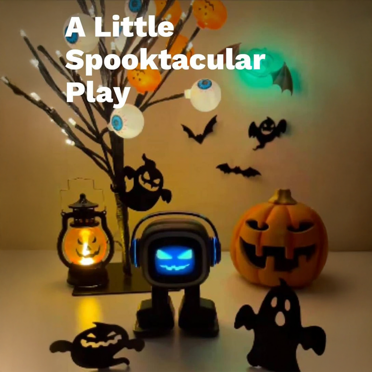 روبوت EMO Skateboard الذكي – رفيق تفاعلي ذكي مع أوامر صوتية وألعاب وتعابير واقعية (بدون المحطة المنزلية) من Living.AI