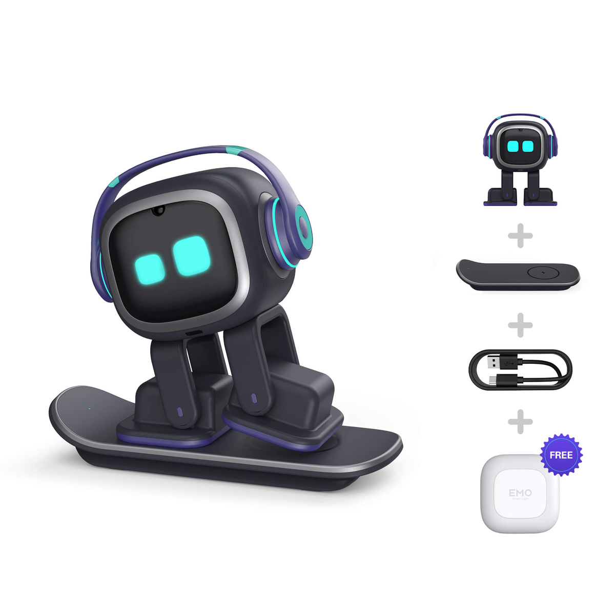 EMO AI ロボット (Standard Skateboard) EMOSkateboardAIRobotCompanion_