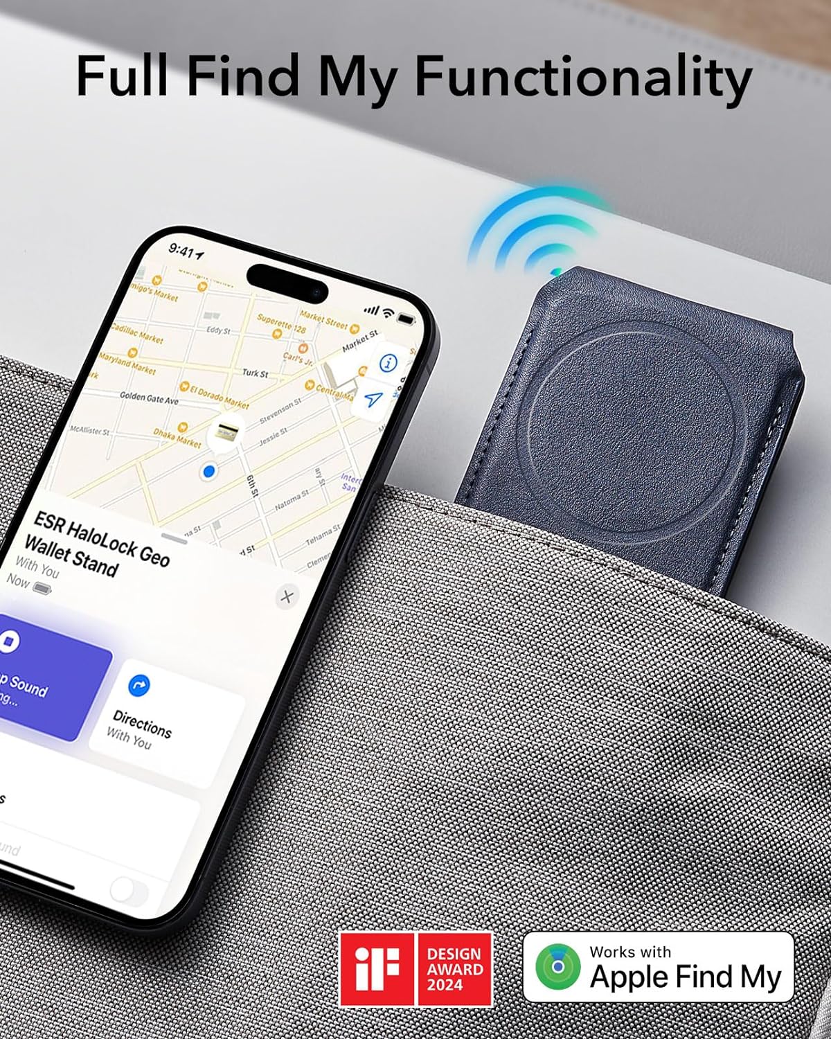 ESR Magnetic GEO iPhone Wallet Stand With Full Find My Functionality