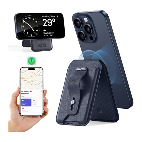 ESR Magnetic GEO iPhone Wallet Stand With Full Find My Functionality Dark Blue