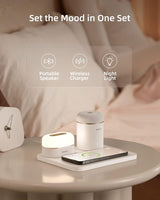 EZVALO 3 in 1 Charger Station with LED Night Light And Portable Bluetooth Speaker