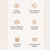 Easy Delivery Portable Coffee Brewer, 400W Drip & Pour-Over Compact Coffee Maker for Home, Office & Travel by iCafilas