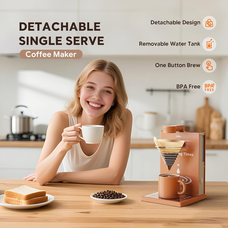 Easy Delivery Portable Coffee Brewer, 400W Drip & Pour-Over Compact Coffee Maker for Home, Office & Travel by iCafilas | Coffee Maker | SASKA Trading
