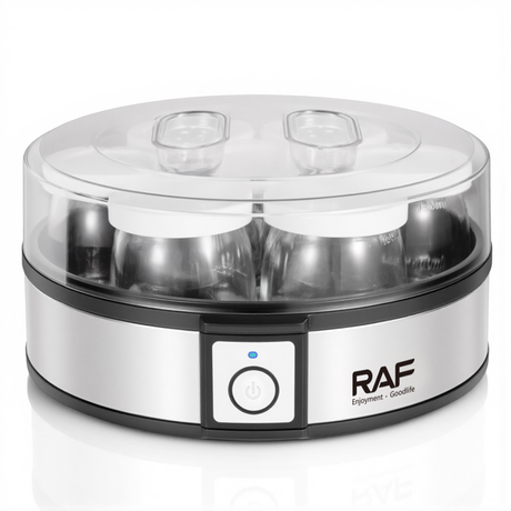 Electric Automatic Yogurt Maker with 7 Glass Jars, PTC Heating & One-Touch Operation – 20W Healthy Homemade Yogurt Machine by RAF | SASKA Trading