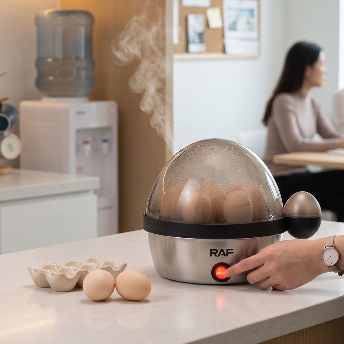 Electric Egg Boiler - 350 W, Up to 7 Eggs, Auto-Shutoff, Soft-Medium-Hard Boiled, By RAF