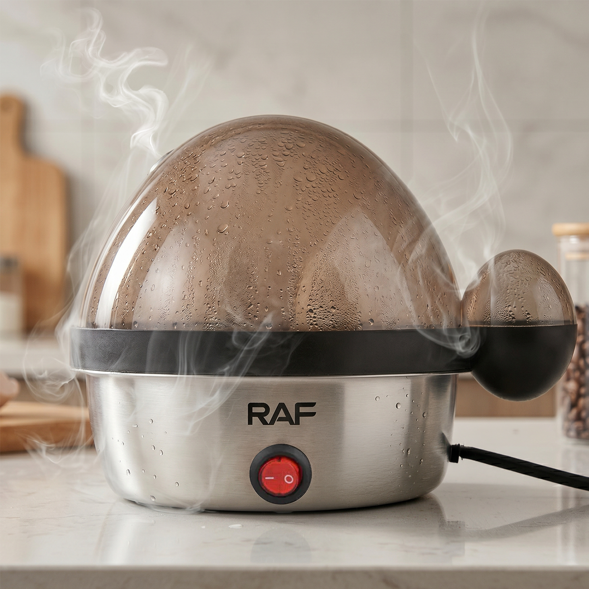 Electric Egg Boiler - 350 W, Up to 7 Eggs, Auto-Shutoff, Soft-Medium-Hard Boiled, By RAF