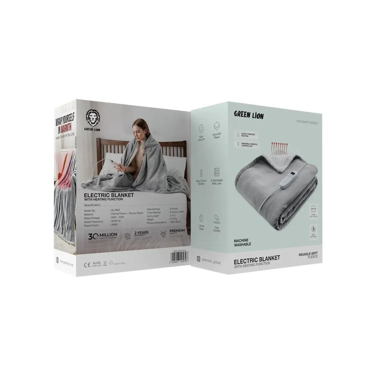 Electric Blanket with Heating Function – Fast Warmth Technology, Soft Cozy Fabric by Green Lion