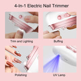 Electric Nail Clipper & Polisher, 4 In 1 Automatic Nail Trimmer with LED Light & UV Lamp M8 by DENX