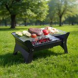 شواية كوادرا القابلة للطي مع هيكل فولاذي متين، مثالية للتخييم، لون أسود - من Green Lion