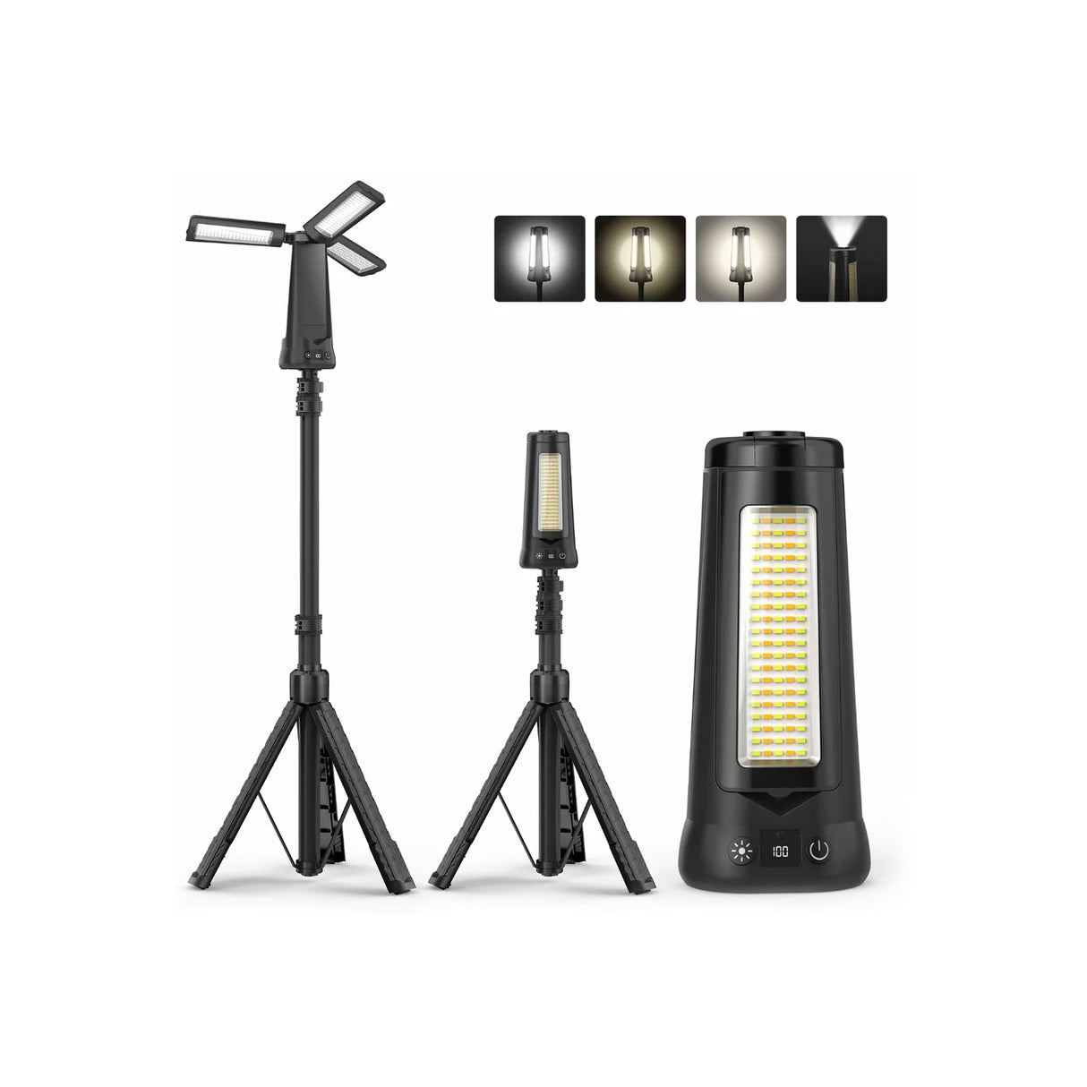 Portable Solar LED Work Light – Rechargeable Camping Lantern with Adjustable Brightness and USB Charging