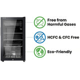 ثلاجة صغيرة مدمجة سعة 83 لترًا مزودة بأرفف قابلة للتعديل، وإضاءة LED، وقفل أمان للأطفال من Green Lion