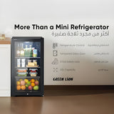 ثلاجة صغيرة مدمجة سعة 83 لترًا مزودة بأرفف قابلة للتعديل، وإضاءة LED، وقفل أمان للأطفال من Green Lion