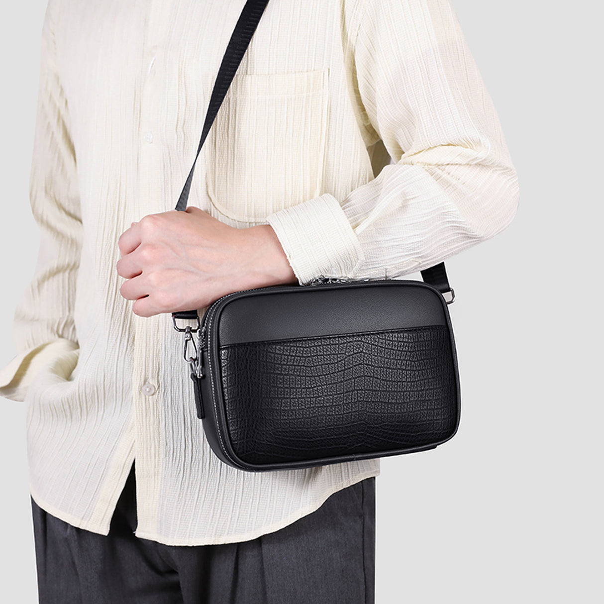 Airo Crossbody Bag – Water Resistant PU Leather Shoulder Bag with Adjustable Strap & Multiple Pockets by Green Lion