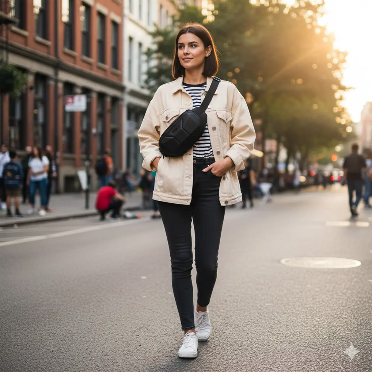 حقيبة كتف كروس بودي للسفر Cleveland، تصميم صلب EVA مقاوم للماء مع حزام قابل للتعديل من Green Lion