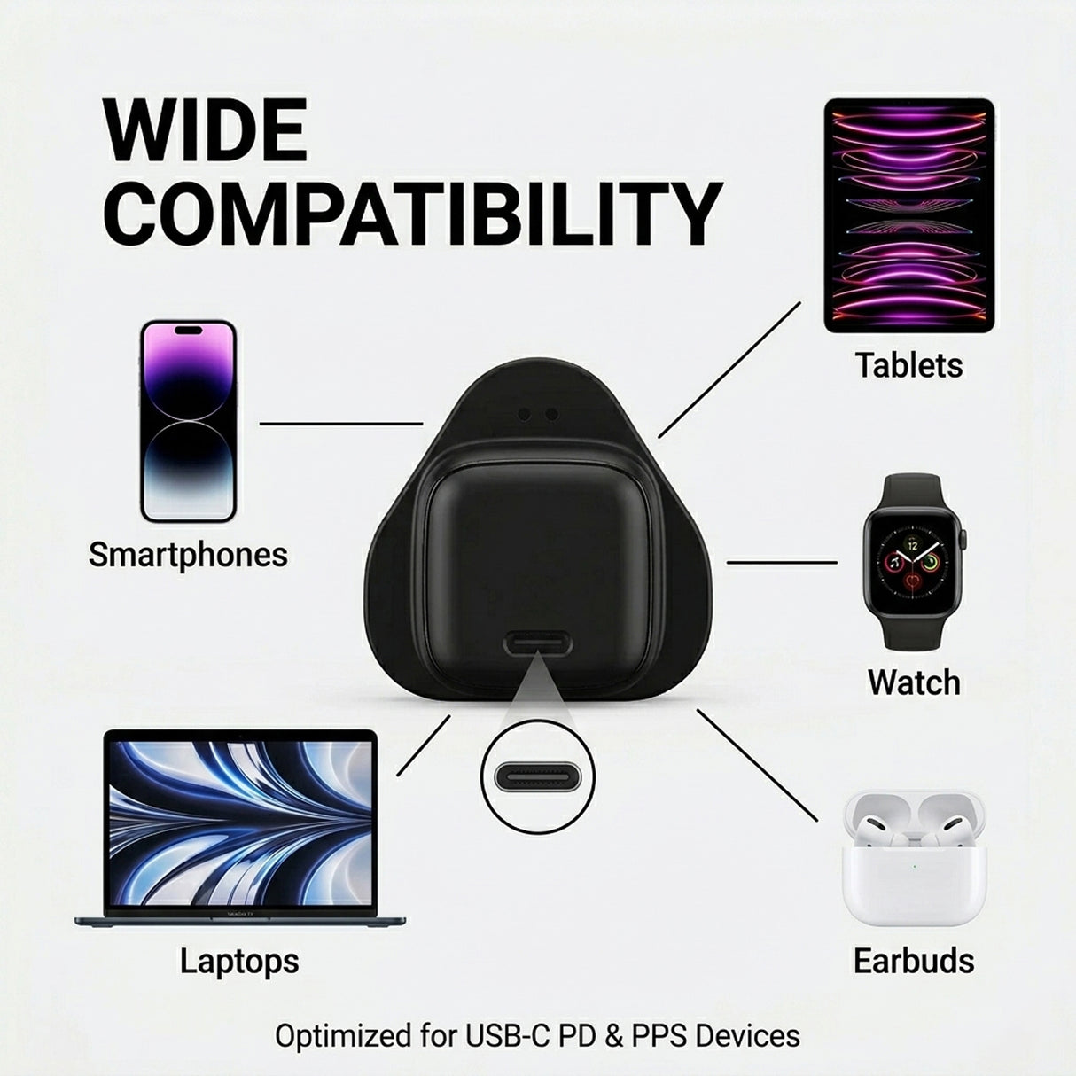 شاحن حائط Nexio بمنفذ واحد 30 واط، قابس بريطاني، شاحن USB-C من Green Lion