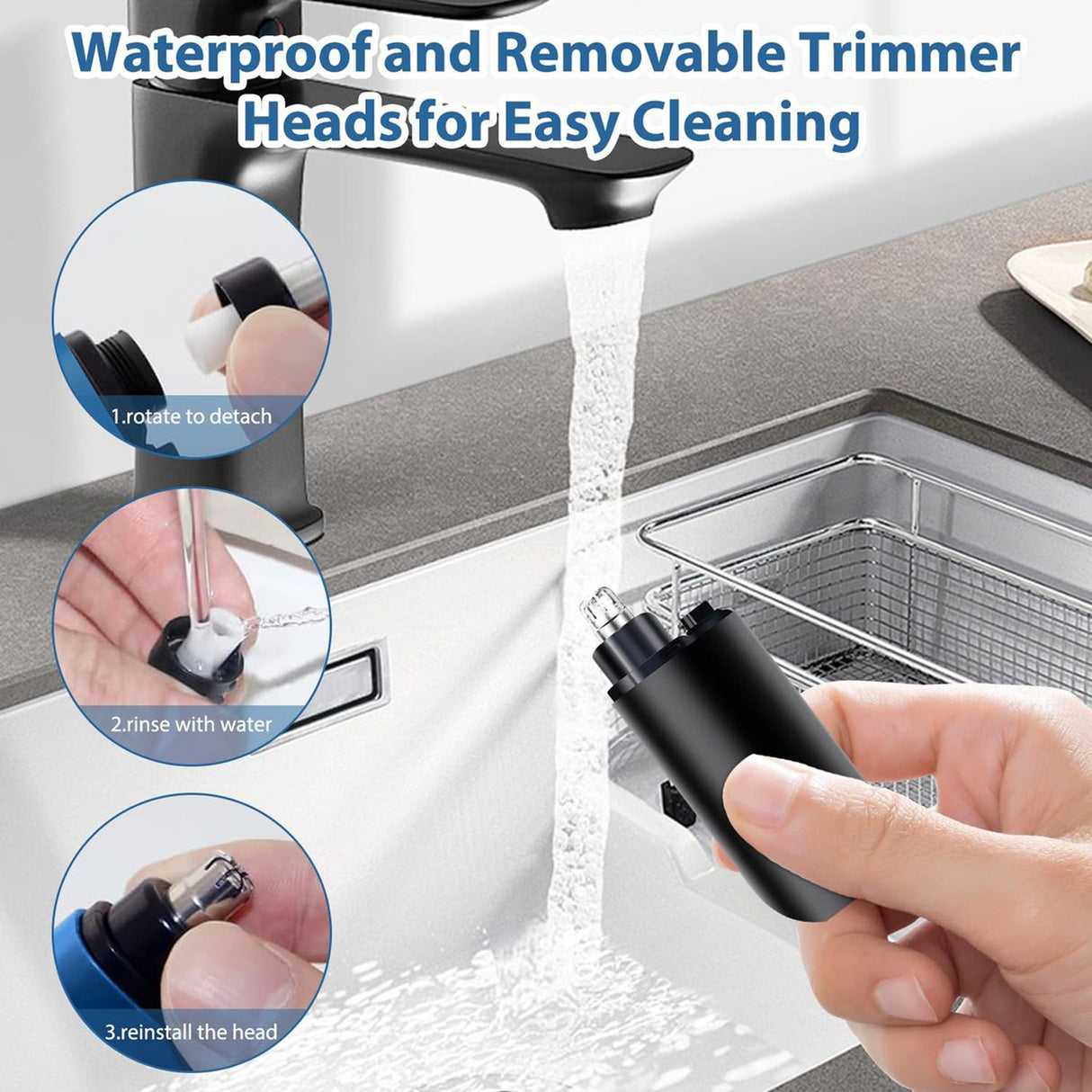 Nose Pro Rechargeable Nose & Ear Trimmer 9600 RPM with Type-C Charging, 360° Rotating Head, Dual Speed by Green Lion