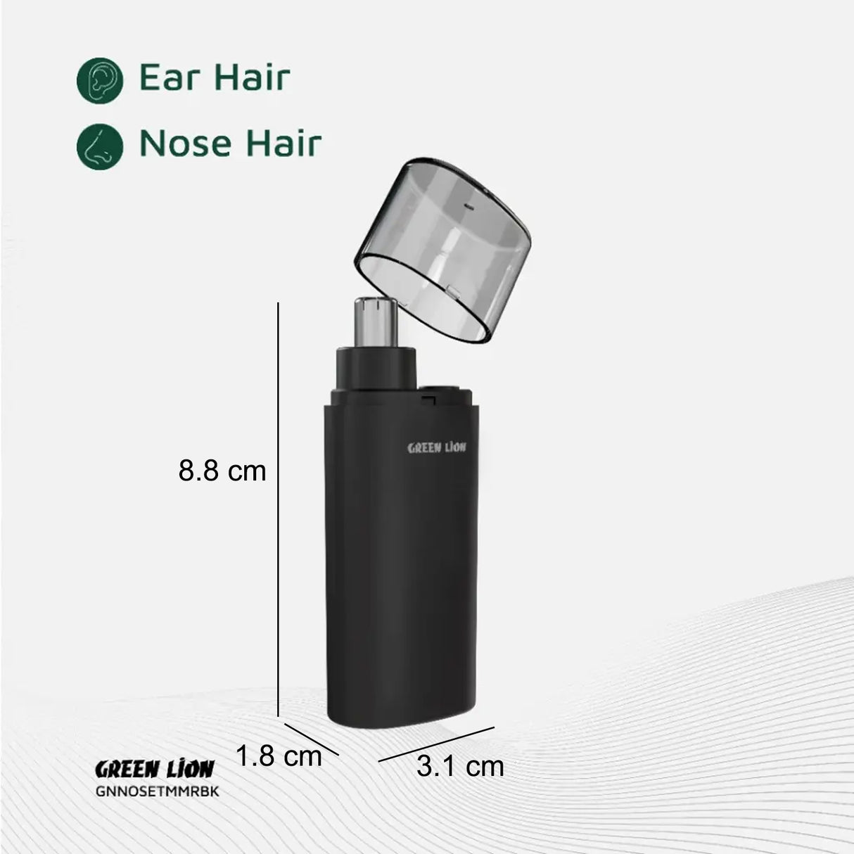 Nose Pro Rechargeable Nose & Ear Trimmer 9600 RPM with Type-C Charging, 360° Rotating Head, Dual Speed by Green Lion