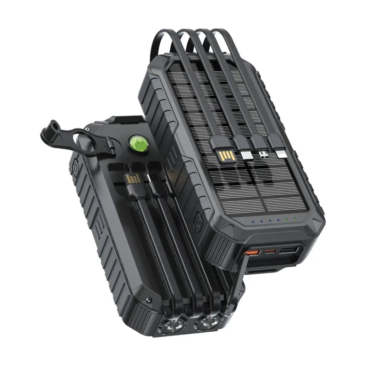 Green Lion Solar Mate Power Bank 20000mAh Solar and Hand Crank Charger with 4 Built-in Cables, PD 20W and QC 22.5W Fast Charging for Camping by Green Lion - SASKA - SASKA.AE