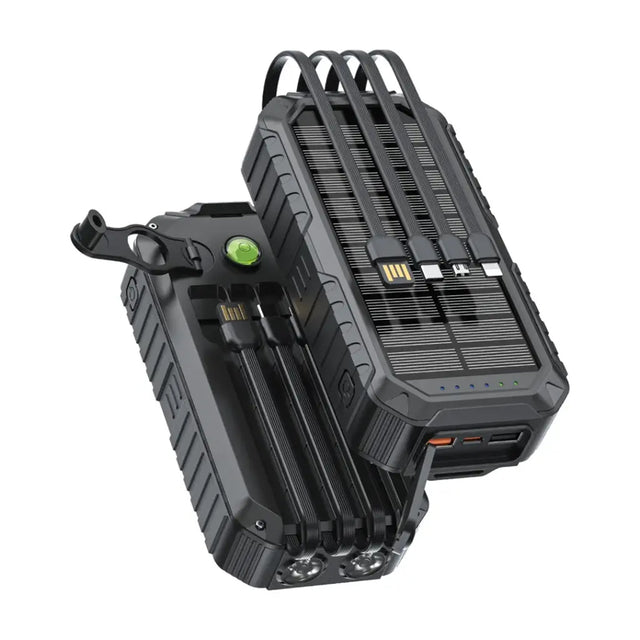 Green Lion Solar Mate Power Bank 20000mAh Solar and Hand Crank Charger with 4 Built-in Cables, PD 20W and QC 22.5W Fast Charging for Camping by Green Lion - SASKA - SASKA.AE