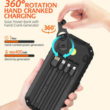 باور بنك Solar Mate مع شحن بالطاقة الشمسية ومقبض يدوي 20000 مللي أمبير، 4 كابلات مدمجة، شحن سريع PD بقوة 20 واط وQC بقوة 22.5 واط من Green Lion