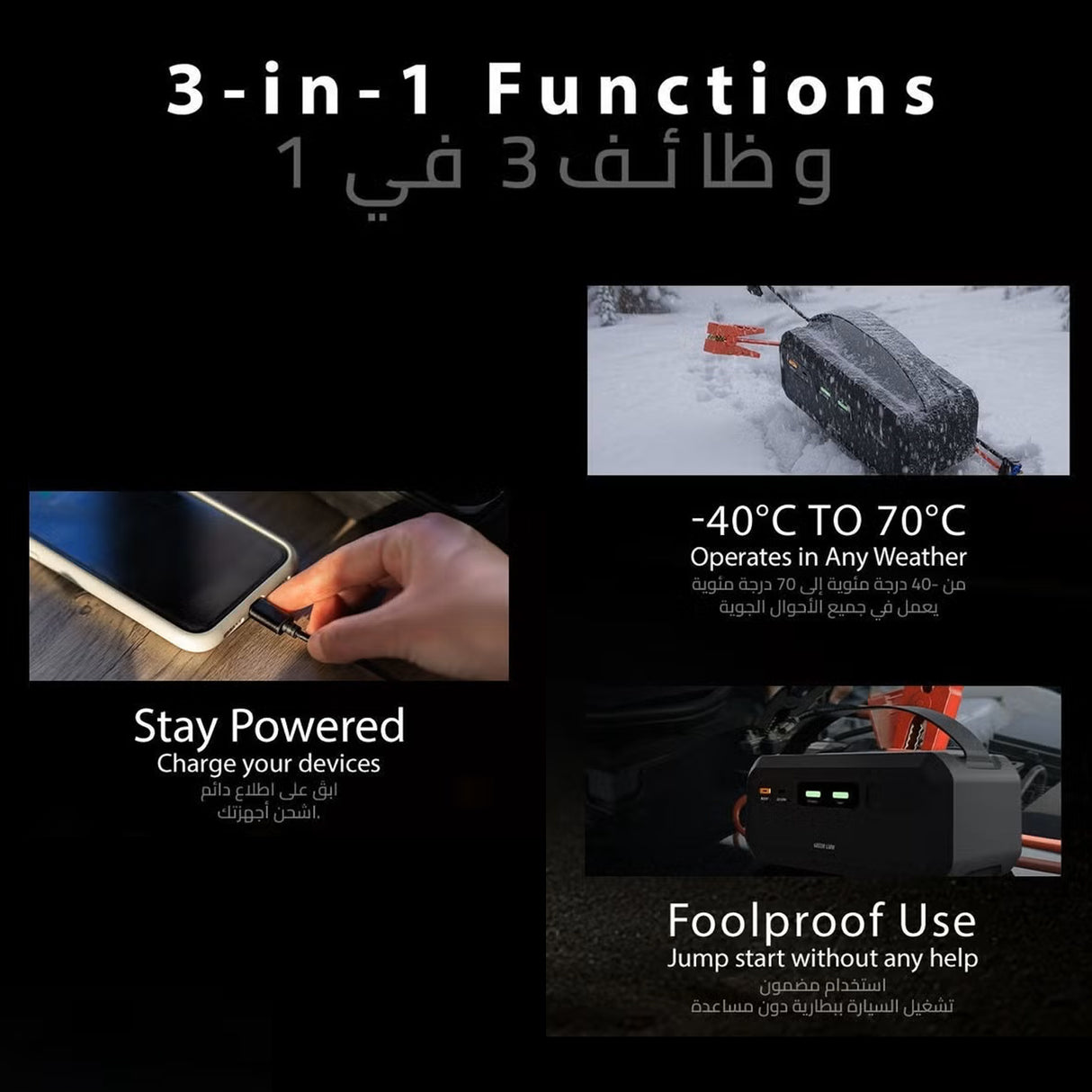 مشغل بطارية سيارة 12 فولت سوبر كاباسيتور بدون بطارية 1000 أمبير، جهاز تشغيل طوارئ محمول للسيارات من Green Lion