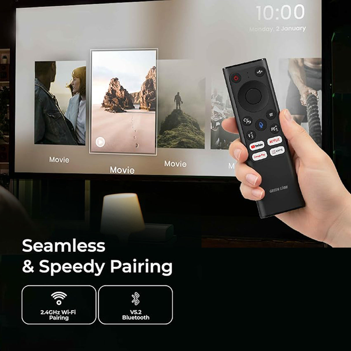 جهاز تحكم عن بعد لاسلكي شامل مع لوحة مفاتيح صغيرة وفأرة 2.4G من Green Lion