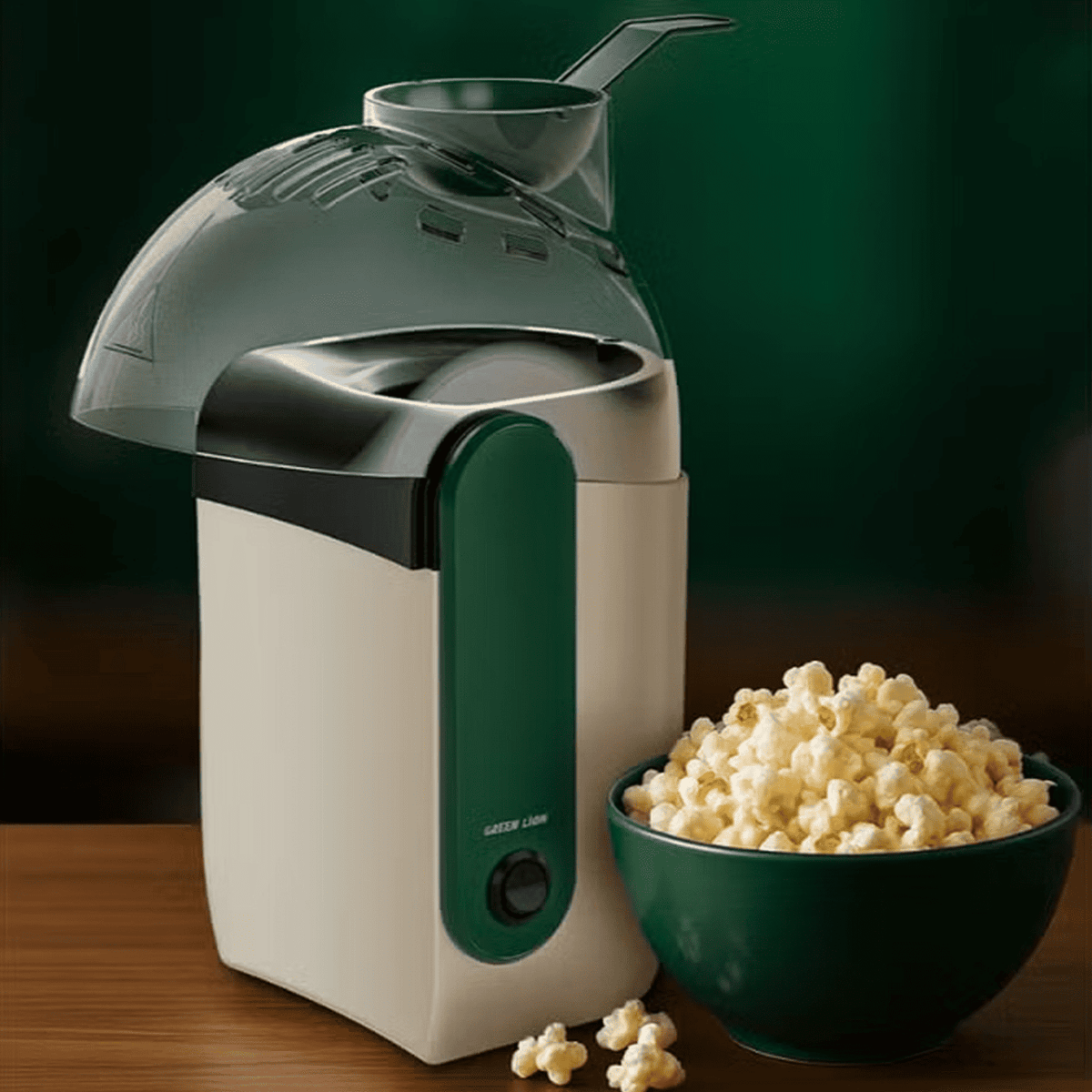 Pop Mate 1200W Electric Hot Air Popcorn Maker Oil-Free Popper 60g Capacity Quick 2–3 Minute Popping by Green Lion