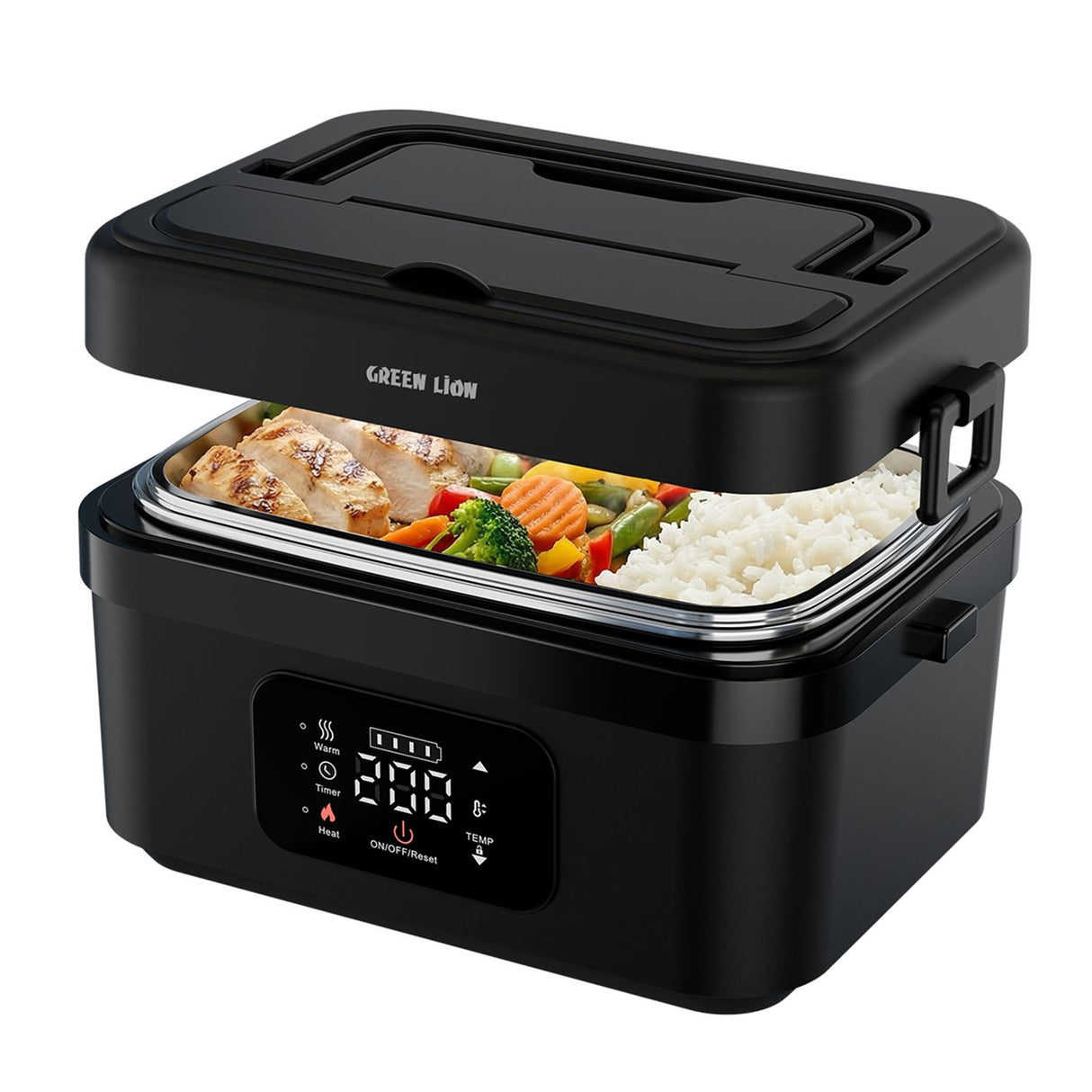 Portable Electric Lunch Box 1L with 8000mAh Battery, Digital Touch Screen & USB-C Fast Charging by Green Lion - SASKA - SASKA.AE