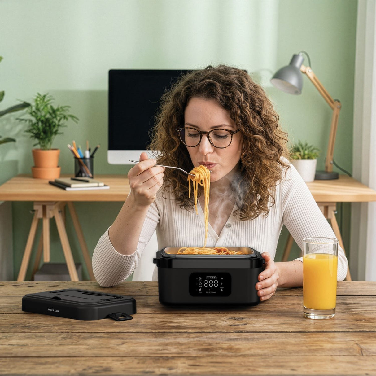 Portable Electric Lunch Box 1L with 8000mAh Battery, Digital Touch Screen & USB-C Fast Charging by Green Lion