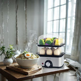 3-Tier Egg Cooker and Vegetable Steamer – 16 Eggs Capacity and Stainless Steel Steamer with Timer by Green Lion by saska - saska.ae