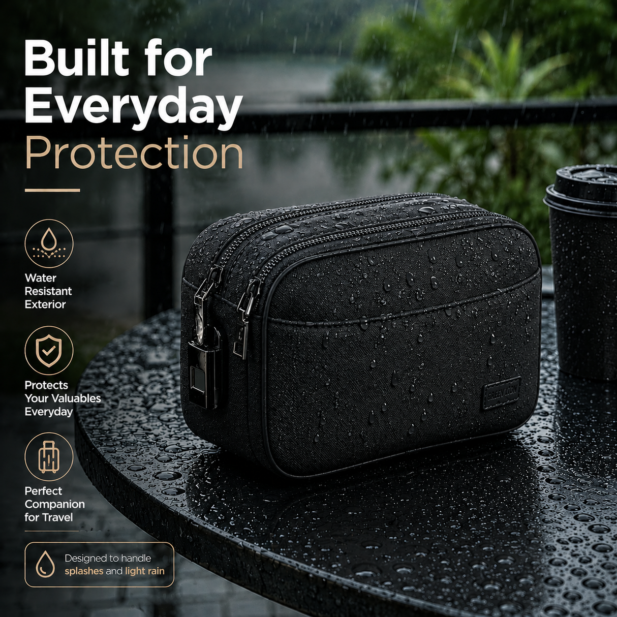 Smart Fingerprint Lock Storage Bag, Anti-Theft Security Pouch Valencia  by Green Lion