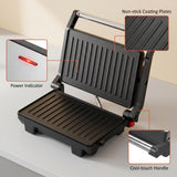 Electric Contact Grill & Sandwich Maker 1000W, 180° Open Non-Stick Panini Press by Winning Star
