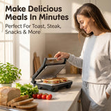 Electric Contact Grill & Sandwich Maker 1000W, 180° Open Non-Stick Panini Press by Winning Star