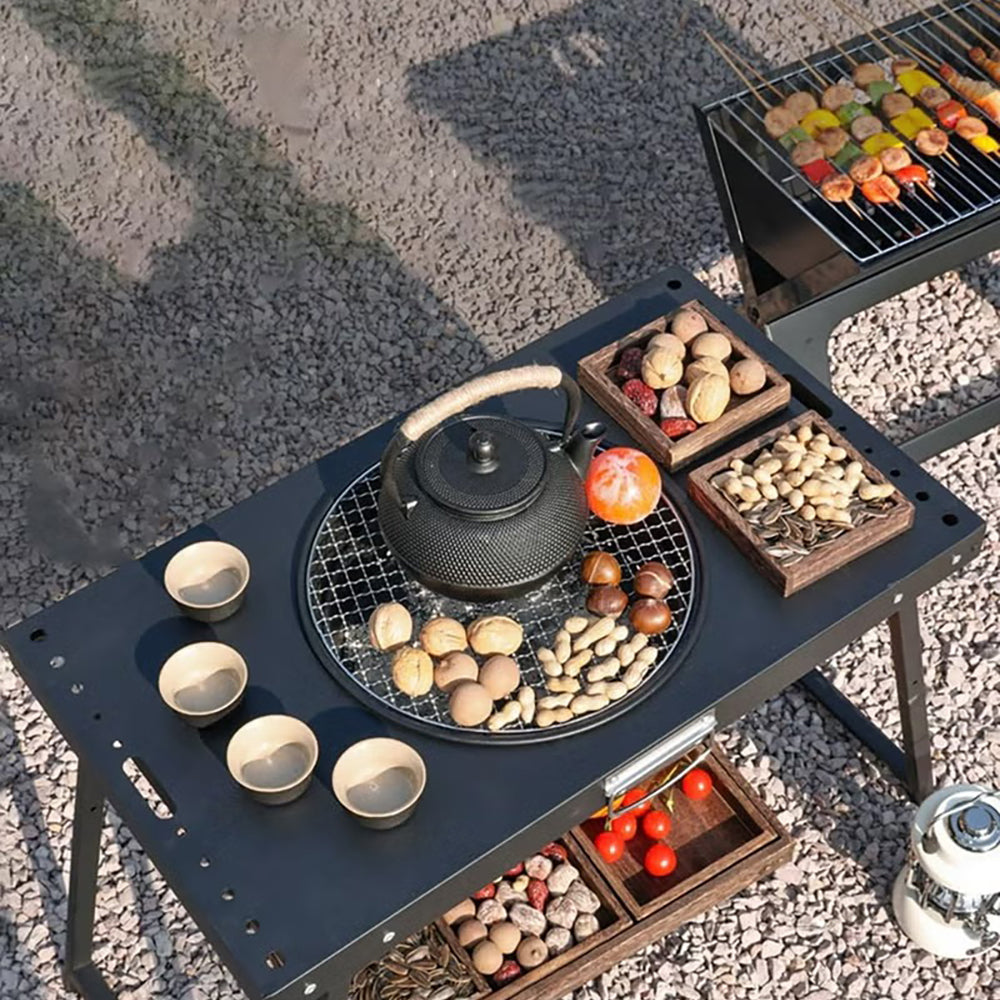 Foldable Grill Table – Compact Outdoor BBQ & Kabob Skewer Station