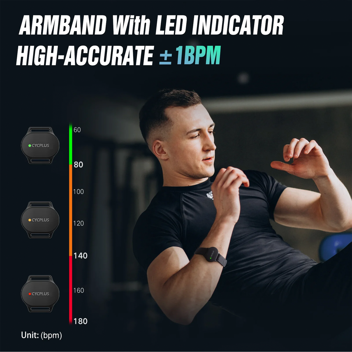 H1 Heart Rate Monitor Armband, Bluetooth 5.1 & ANT+ Optical Sensor, ±1BPM Accuracy, Waterproof Fitness Tracker for Running, Cycling & Gym by CYCPLUS | Heart Rate Monitor | SASKA Trading