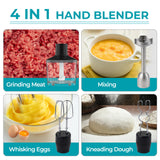 4-in-1 Hand Blender Set – Electric Immersion Blender with Chopper, Whisk, Dough Hooks & Measuring Cup by Winning Star
