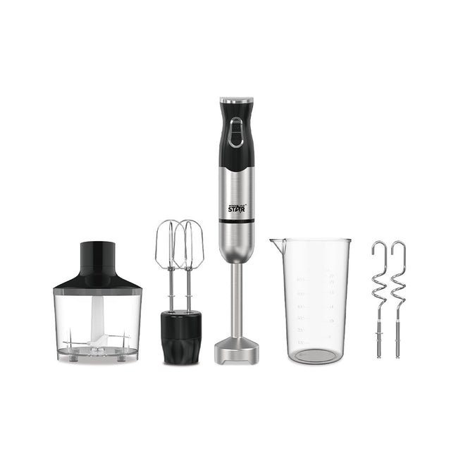 4-in-1 Hand Blender Set ST-6552 by Winning Star – Electric Immersion Blender with Chopper, Whisk, Dough Hooks & Measuring Cup - SASKA - SASKA UAE 