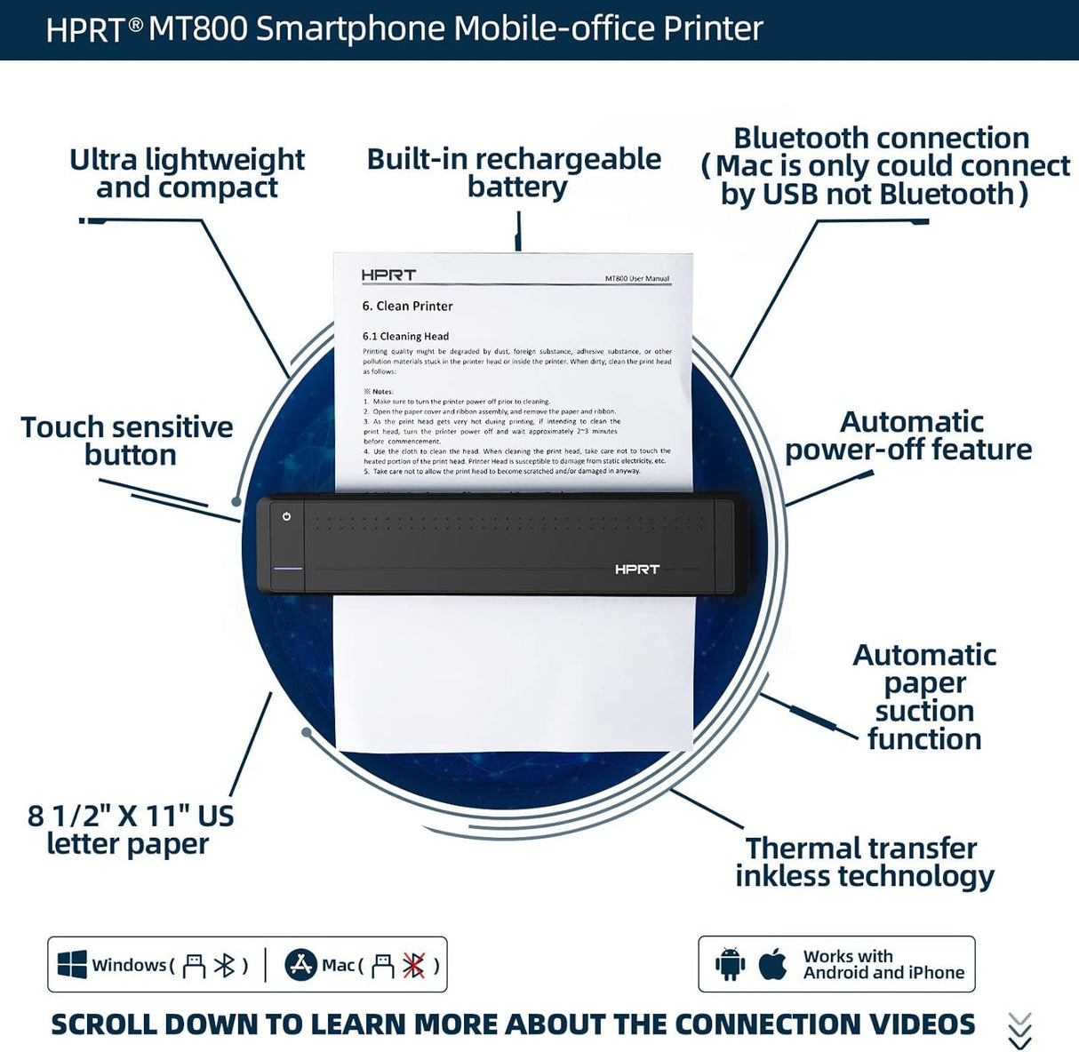 HPRT MT800 Thermal Transfer Portable Printer - SASKA