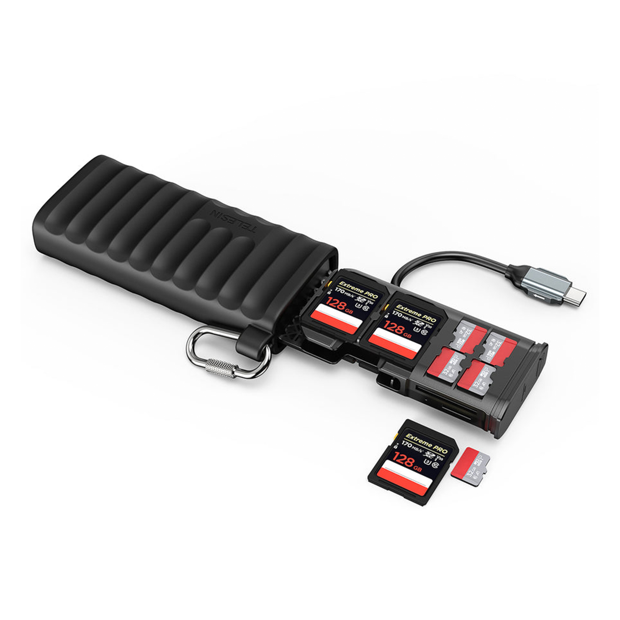 High-Speed USB 3.1 Type-C MicroSD Card Reader and Storage Case by TELESIN