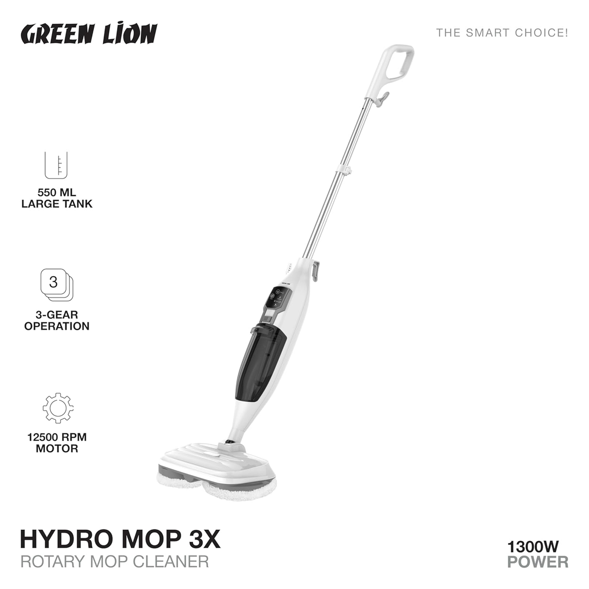 Hydro Mop 3X Rotary Mop Cleaner 1300W – Powerful Floor Cleaning System by Green Lion