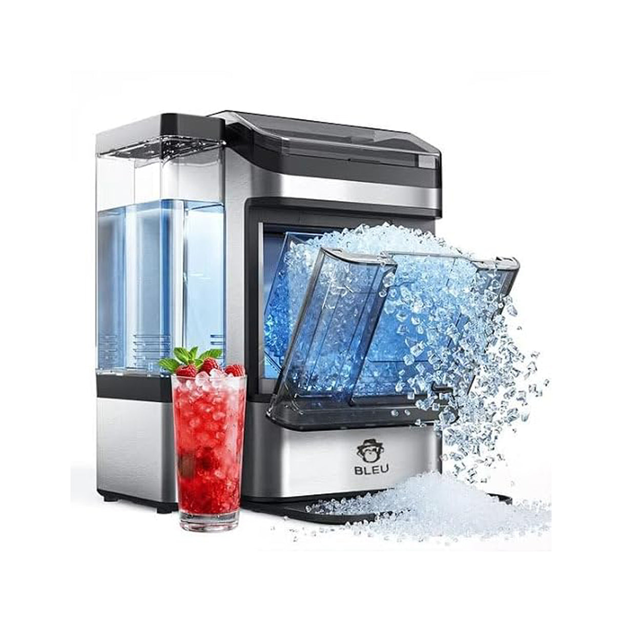 Countertop Portable Nugget Ice Maker Machine with Self-Cleaning and Dual Water Tank, Quiet 45dB Operation & 38lbs Daily Ice Production Buy now at SASKA AE