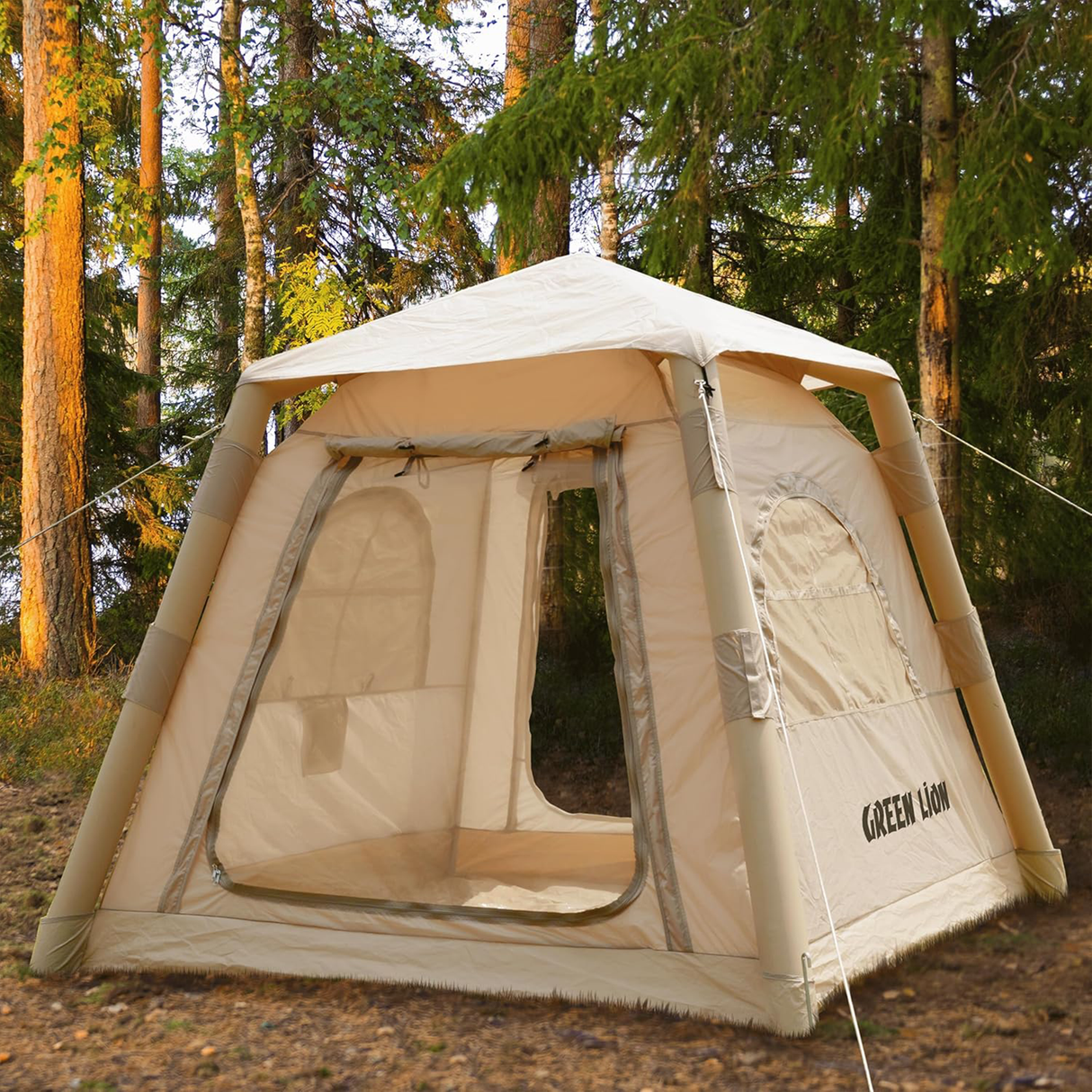 Inflatable Camping Tent GT-3X, 3-Person Waterproof Outdoor Shelter (Beige) by Green Lion